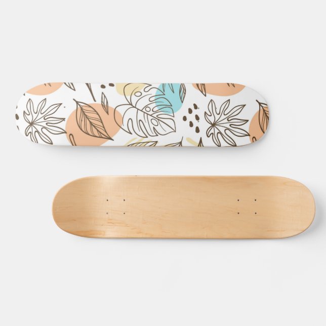Handgezogenes tropisches Muster Skateboard (Horizontal)