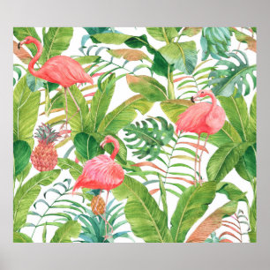 Handgezogenes Wasserfarbmuster nahtlos mit rosa f Poster