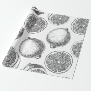 Handgezogenes Zitronenmuster Geschenkpapier