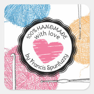 Handgezücktes Häkelhaken Quadratischer Aufkleber