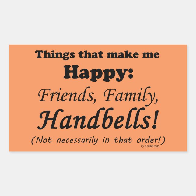 Handglocken machen mich glücklich rechteckiger aufkleber (Vorderseite)