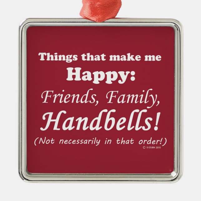 Handglocken machen mich glücklich silbernes ornament (Vorne)