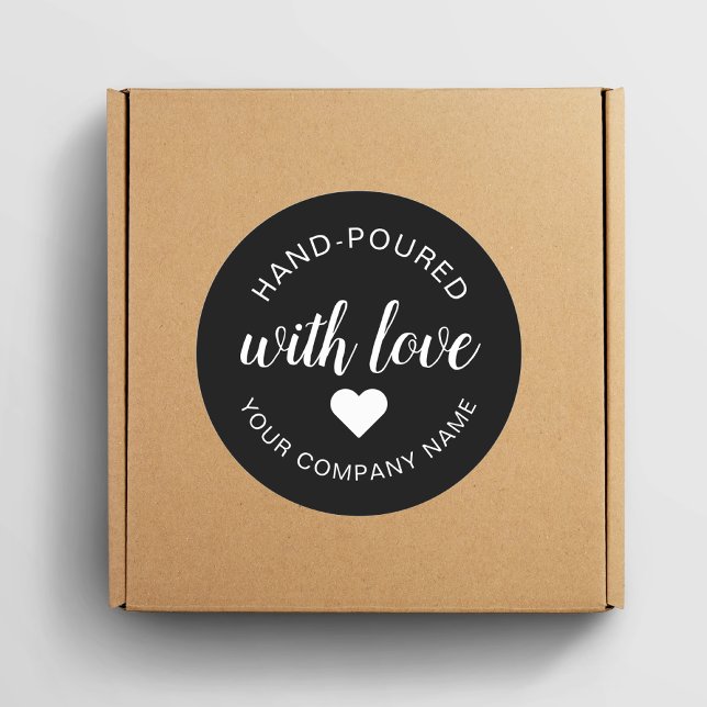 "handgossen" mit Liebe-Kerze Runder Aufkleber (Von Creator hochgeladen)