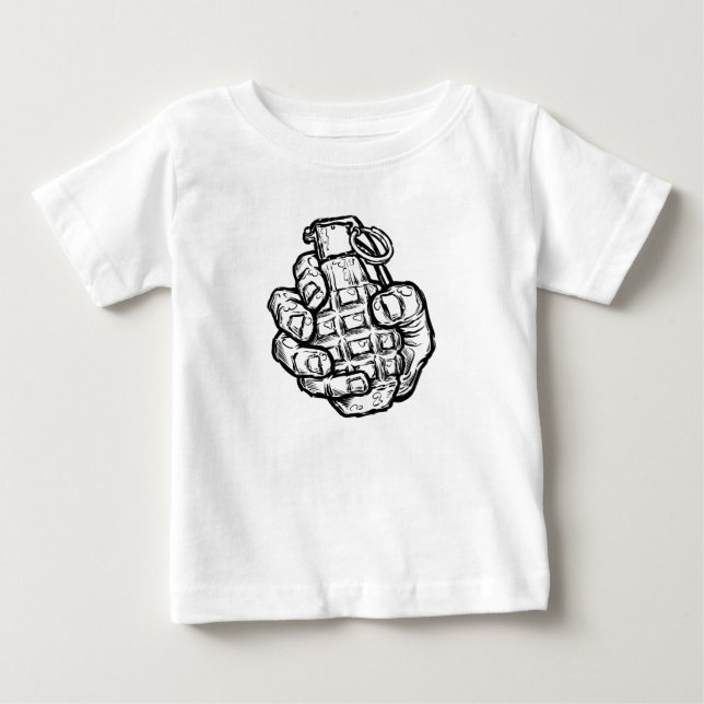 Handgranate im Stil von Comicen Baby T-shirt (Vorderseite)