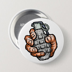 Handgranate im Stil von Comicen Button