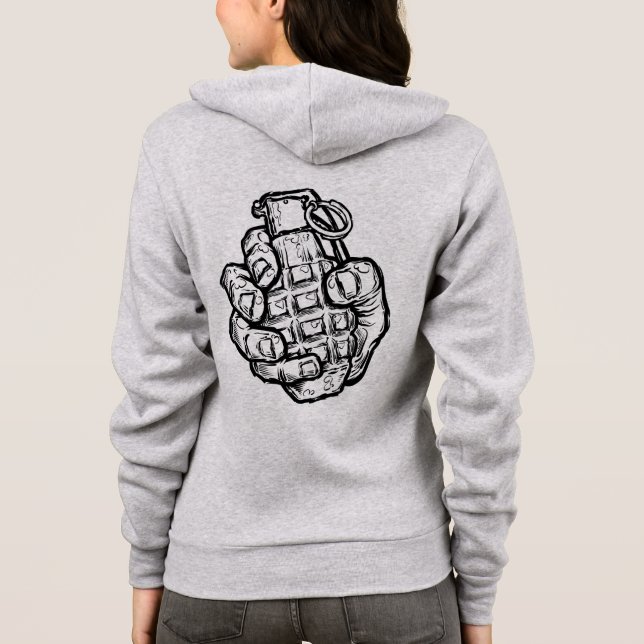 Handgranate im Stil von Comicen Hoodie (Rückseite)