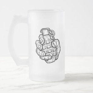 Handgranate im Stil von Comicen Mattglas Bierglas