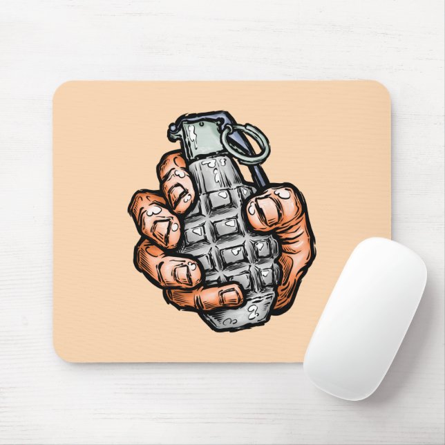 Handgranate im Stil von Comicen Mousepad (Mit Mouse)