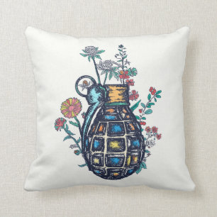 Handgranatvase aus Blume Kissen
