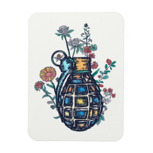 Handgranatvase aus Blume Magnet