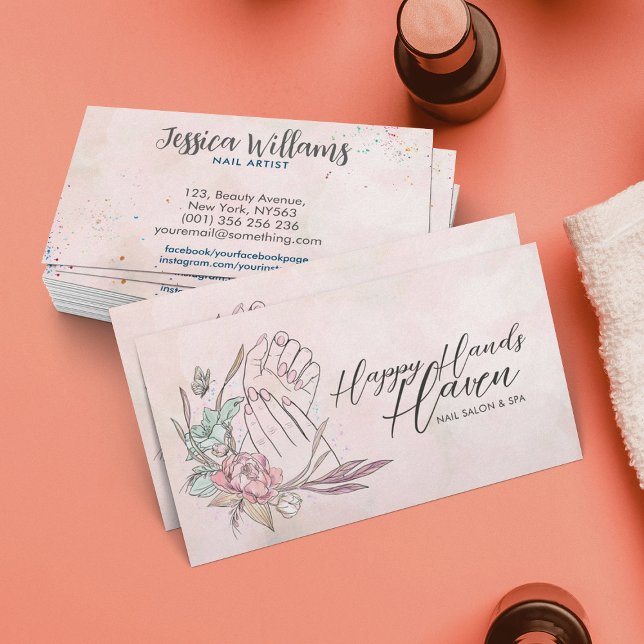 Handgriff und Blume - Wasserfarbe Visitenkarte (Von Creator hochgeladen)