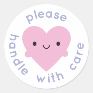 Handhabung mit Care Kawaii Herz Runder Aufkleber