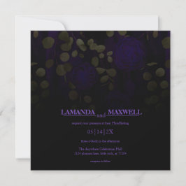 Handhabung von floralen Gothic-Lila- und Gold-Blät Einladung