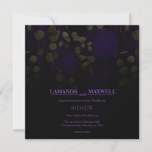 Handhabung von floralen Gothic-Lila- und Gold-Blät Einladung