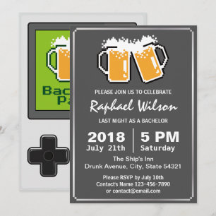 Handheld Game Funny Beers Bachelor Party Card Einladung