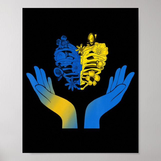 Handherz Ukraine Käfig XRay Blume Ukraine Ukraine Poster (Vorne)
