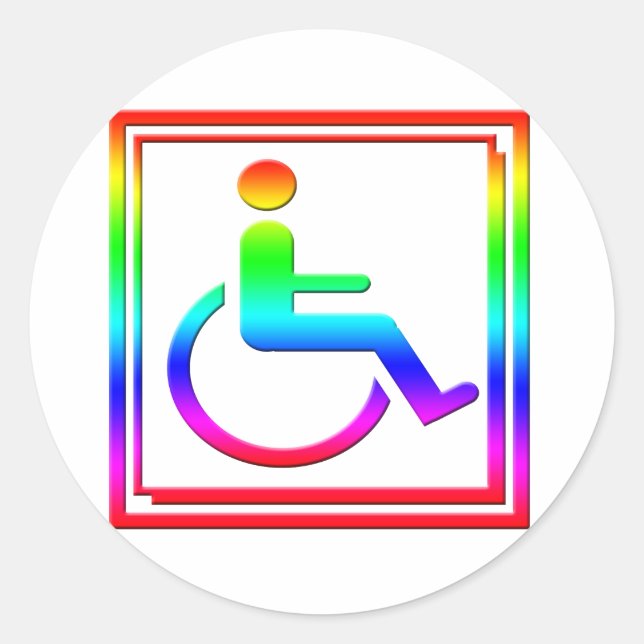 Handicapped Stylish Symbol Multicolored Runder Aufkleber (Vorderseite)