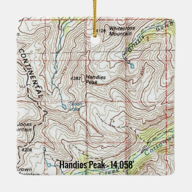 Handies Peak Fourteener Topo Keramikornament (Rückseite)