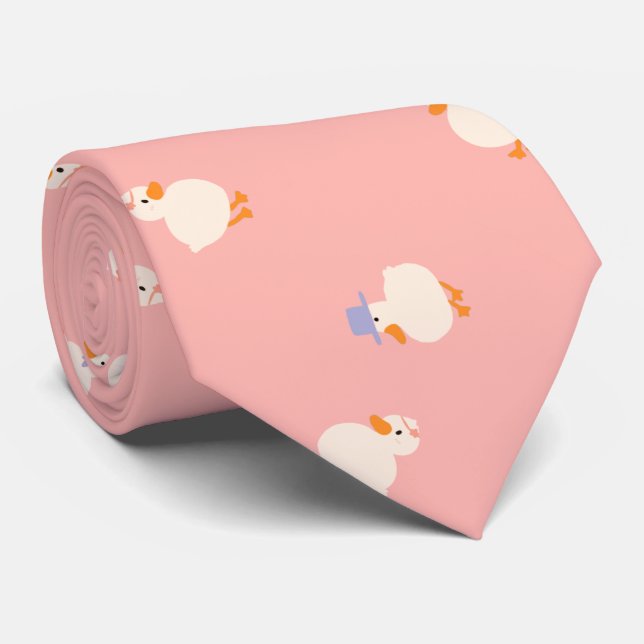 Handillustration Enten Design Rosa Krawatte (Gerollt)