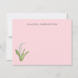 Handillustration Maiglöckchen Rosa Floral Mitteilungskarte
