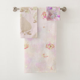 Handillustrierte Blumen Druck Wasch Badetuch S Badhandtuch Set