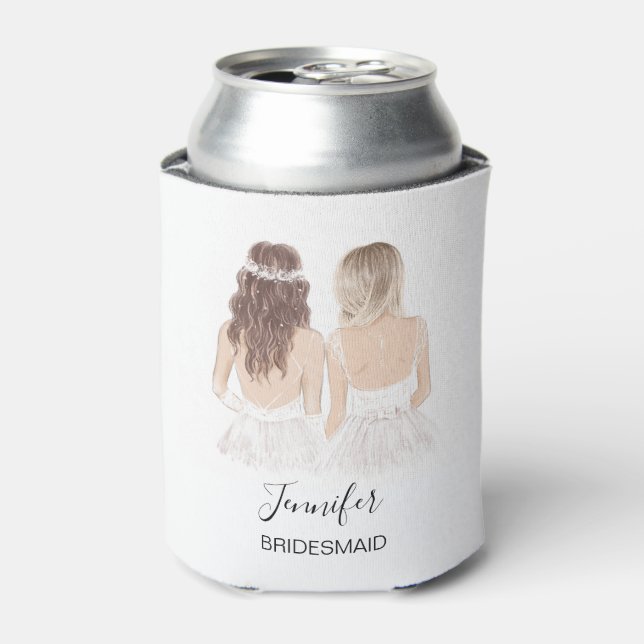 HandIllustrierte Bridesmaid-Trauzeugin Dosenkühler (Kanne Vorderseite)
