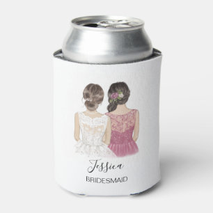 HandIllustrierte Bridesmaid-Trauzeugin Dosenkühler