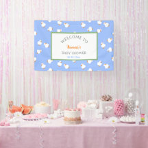 Handillustrierte Enten in Blau Baby Shower Party