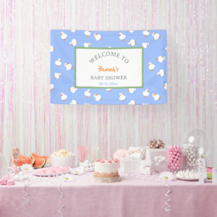 Handillustrierte Enten in Blau Baby Shower Party Banner