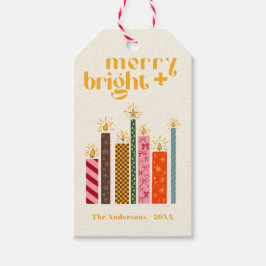 Handillustrierte Merry + Bright Weihnachts-Kissen Geschenkanhänger