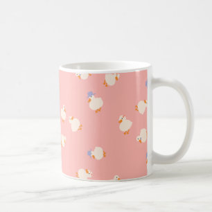 Handillustrierte niedliche Enten rosa Kaffeetasse