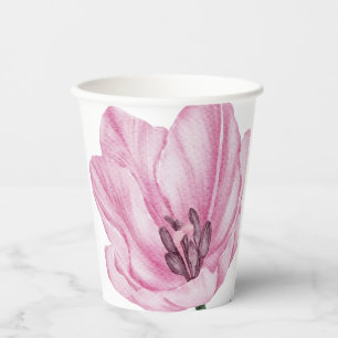 Handillustrierte rosa Orientalische Lilie Pappbecher