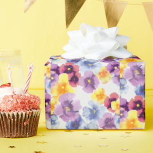 HandIllustrierte Wildblumen mit Pansy farbenfroh, Geschenkpapier