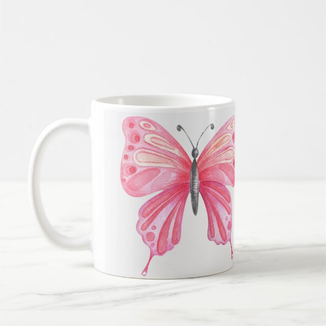 Handillustrierter Schmetterlingsdruck Kaffeetasse (Links)