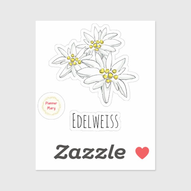 Händisch Gezeichnet Edelweiss Alpenwein Wildblume  Aufkleber (Blatt)