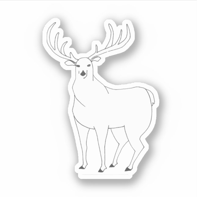 Händisch gezeichnet Wildlife Stag Whitetail Deer Aufkleber (Vorderseite)