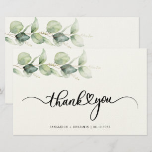 Händisch Hochzeit Danke Eukalyptus Foliage Briefpapier