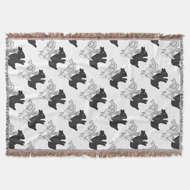 Handkaninchen Silhouette Decke (Vorderseite)