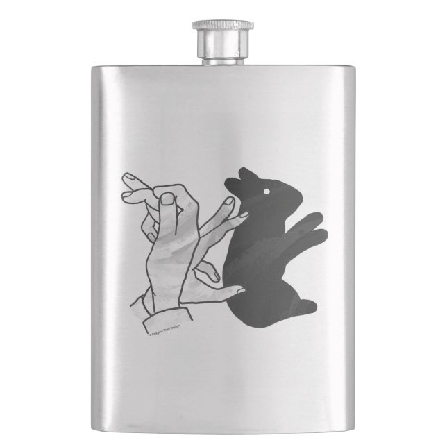 Handkaninchen Silhouette Flachmann (Vorderseite)