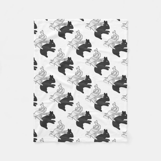 Handkaninchen Silhouette Fleecedecke (Vorderseite)