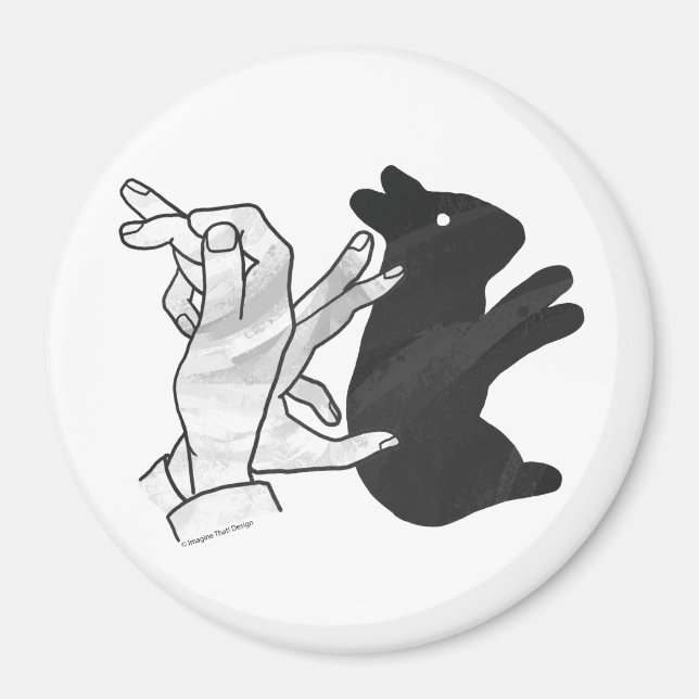 Handkaninchen Silhouette Magnet (Vorne)