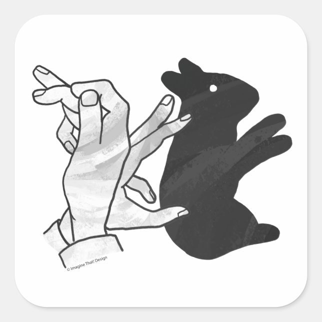 Handkaninchen Silhouette Quadratischer Aufkleber (Vorderseite)