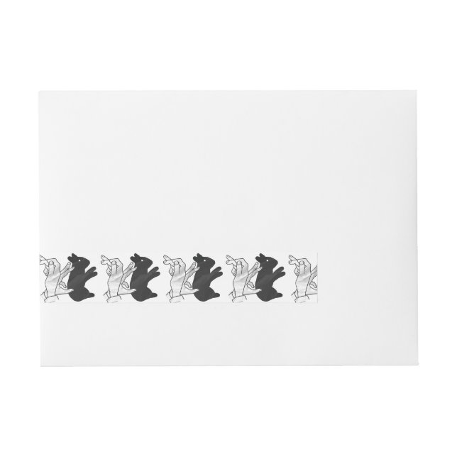 Handkaninchen Silhouette Rundum-Adressaufkleber (Vorderseite)