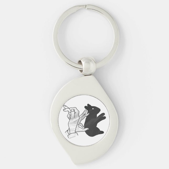 Handkaninchen Silhouette Schlüsselanhänger (Vorderseite)