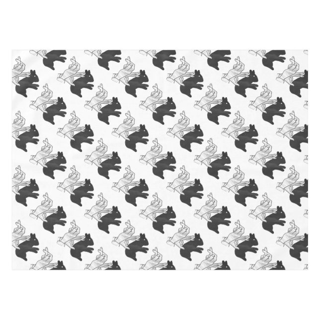Handkaninchen Silhouette Tischdecke (Vorderseite (Horizontal))