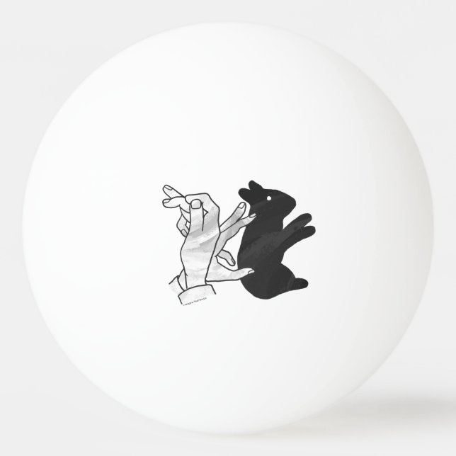 Handkaninchen Silhouette Tischtennisball (Rückseite)