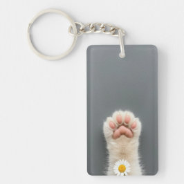 Handkatze mit Blume Schlüsselanhänger