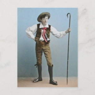 Handkoloriertes Laternenbild: Junge aus den Alpen Postkarte