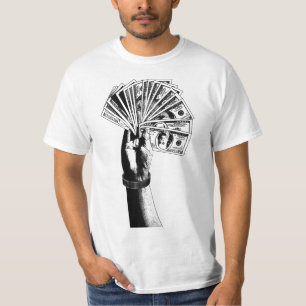 Handle Holding 100 Dollar Scheine Geld Kunst T-Shirt