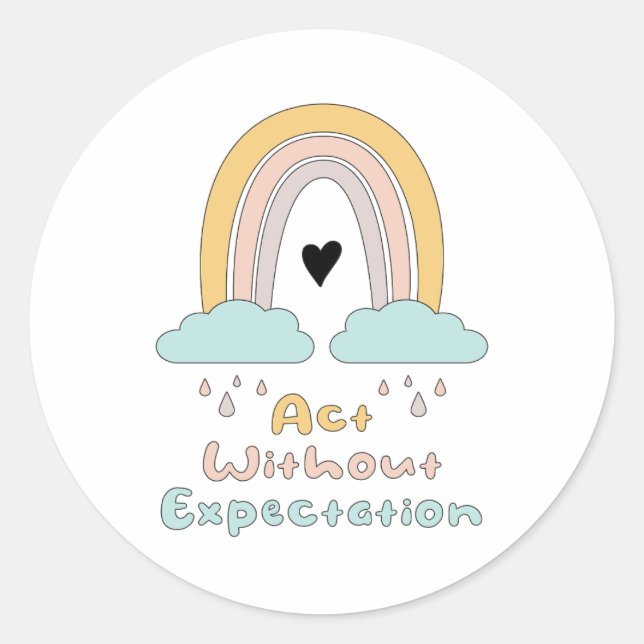 Handle ohne Erwartung motivierend Boho Regenbogen Runder Aufkleber (Vorderseite)